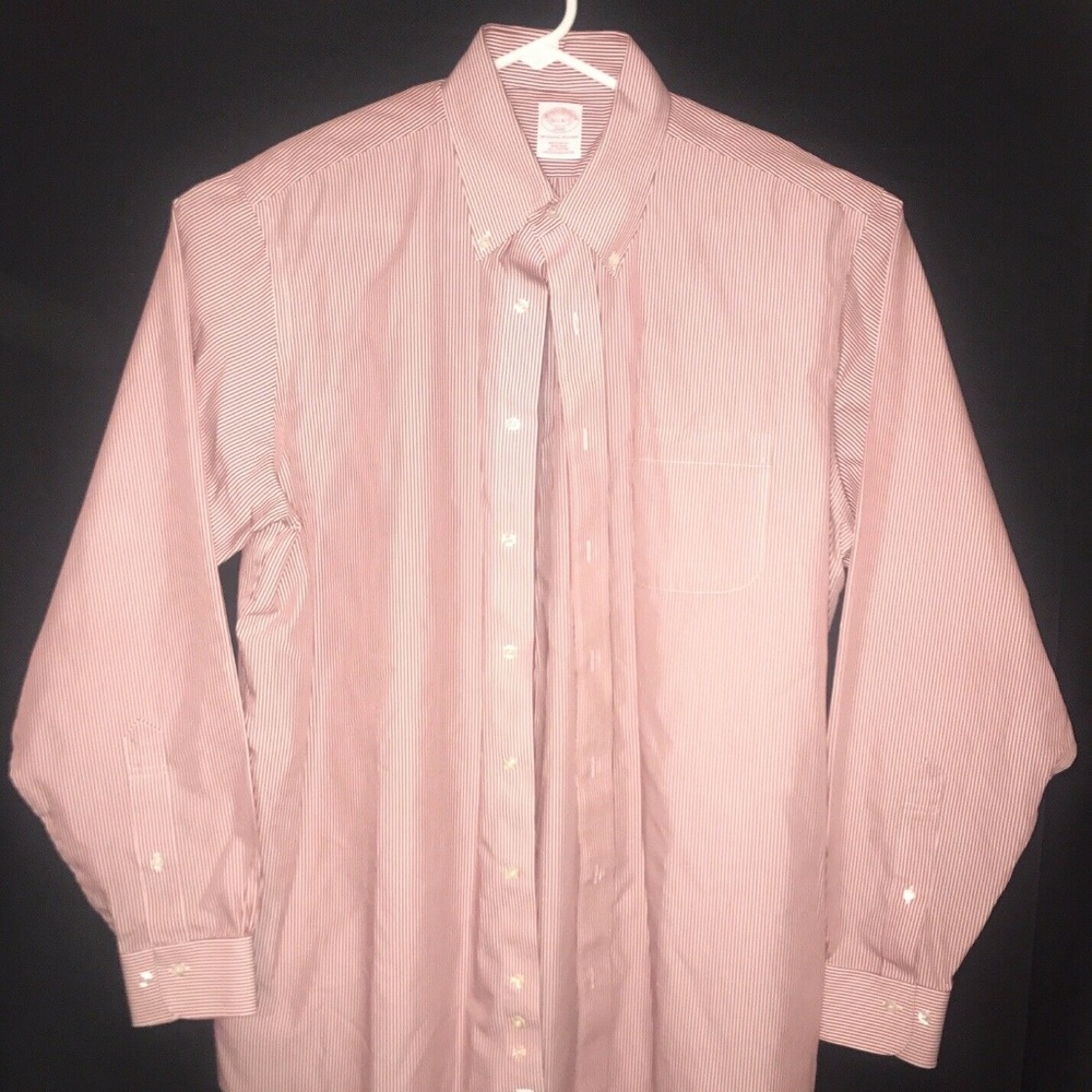 Brooks Brothers Men size L 16 1/2 - 6/7 Red/White